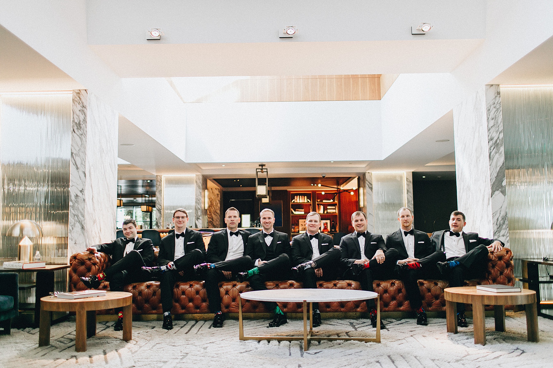 Group picture of the Groom and his Groomsmen in the Four Seasons hotel