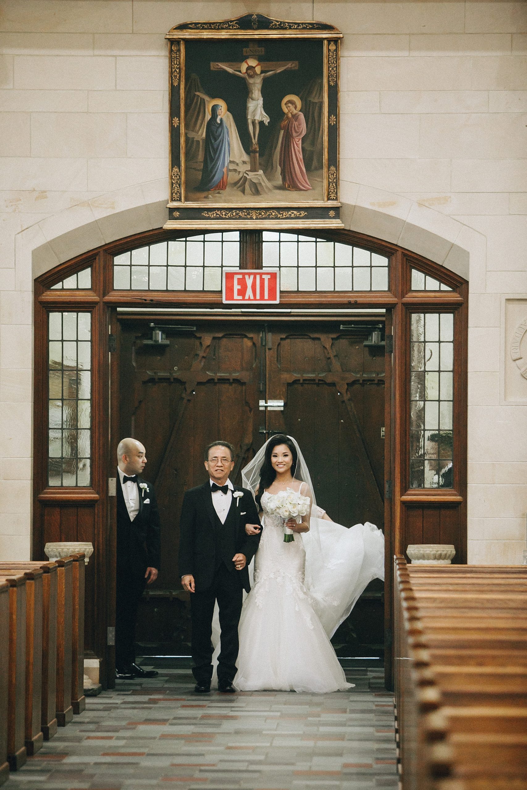 Bride and father enter the church ceremony, Houston
