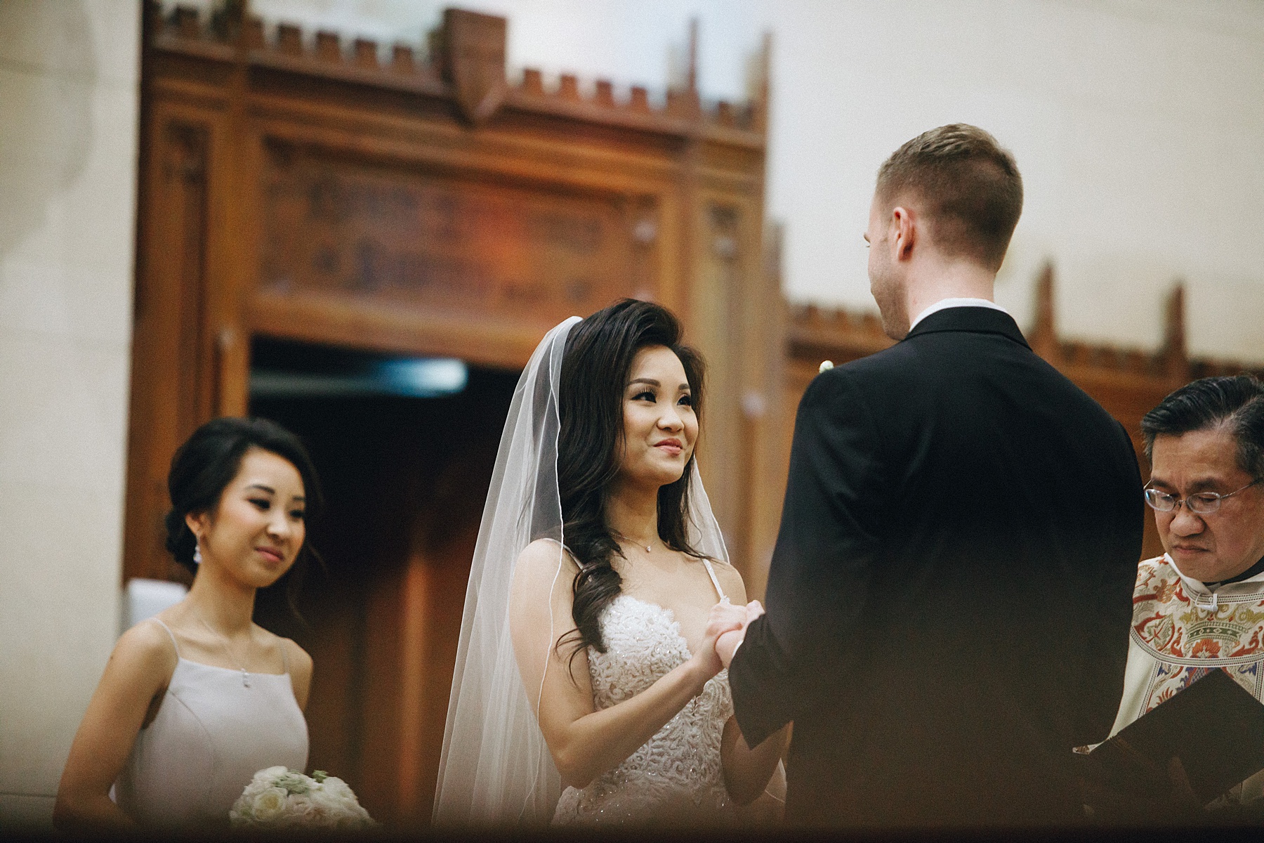 Bride and Groom at the altar during their church ceremony