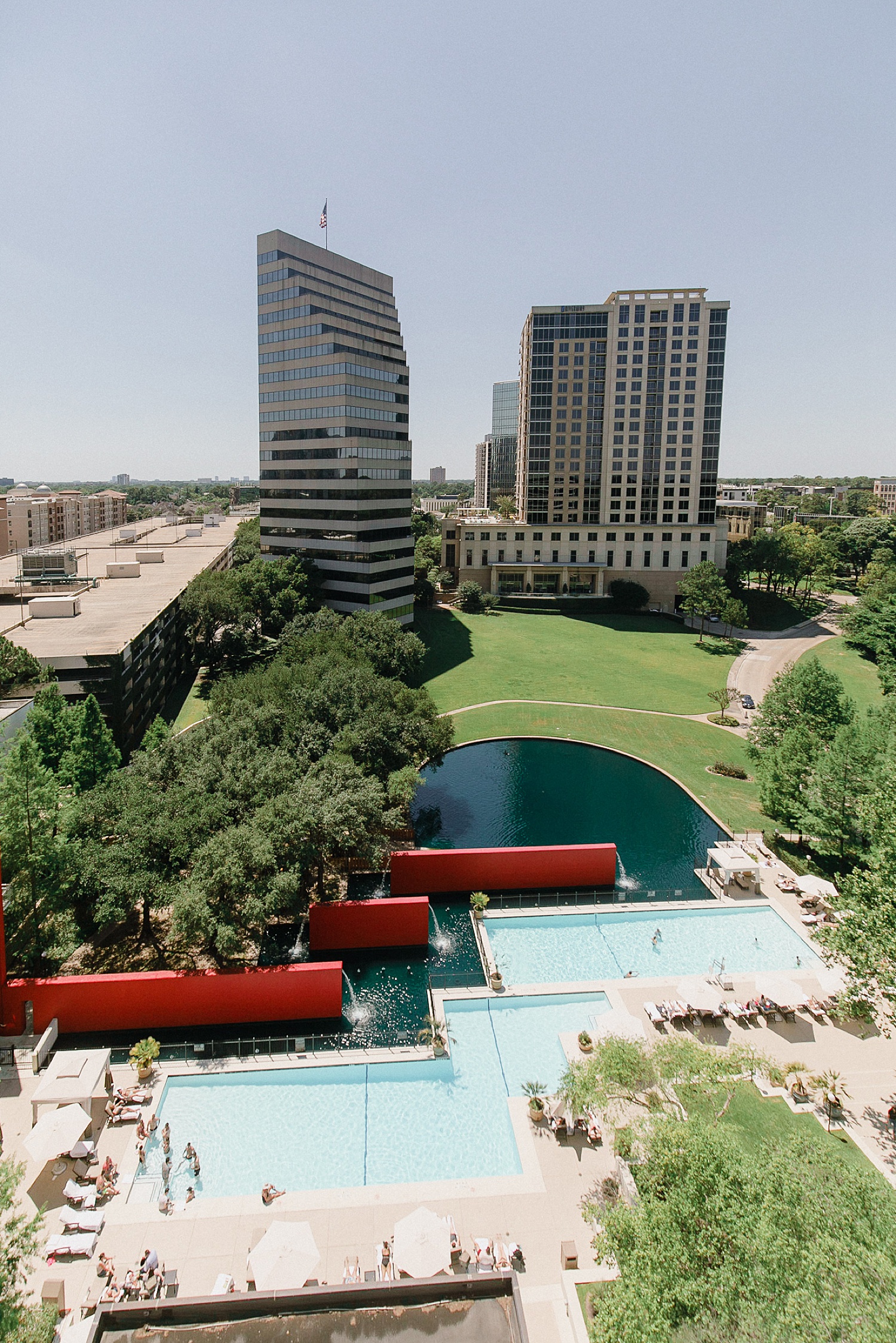 overlooking the pool at the omni houston