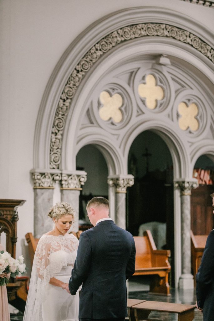 Bride and Groom at the altar in Houston church wedding ceremony 