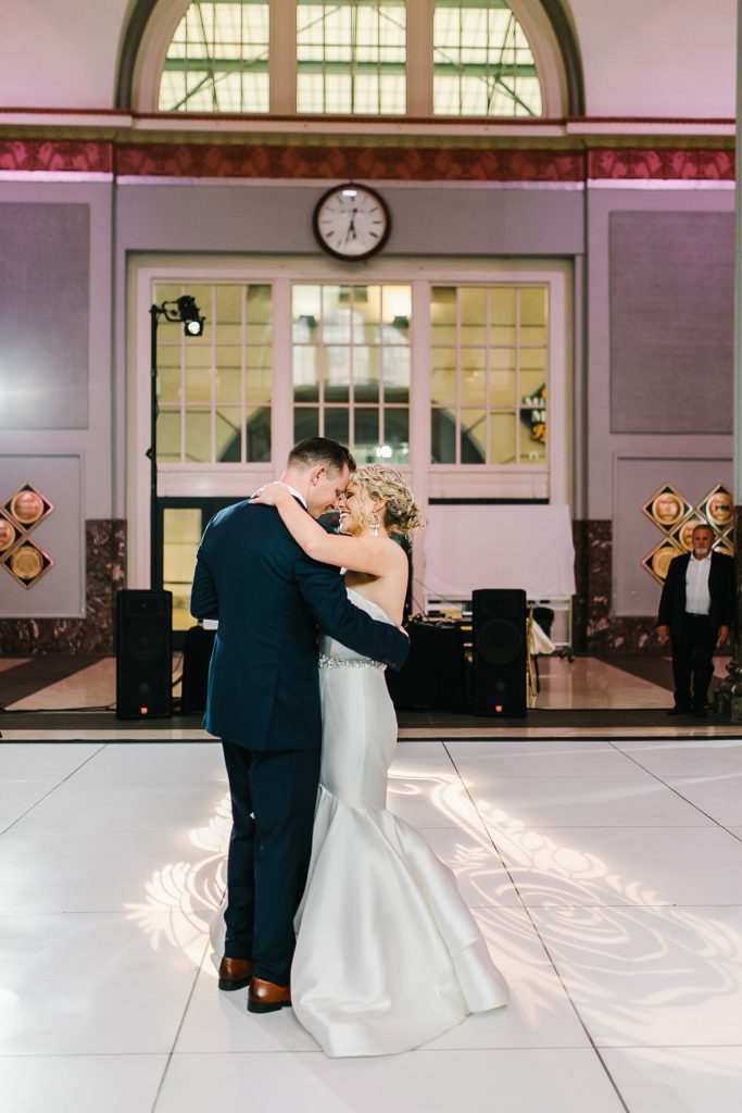 Bride and Groom first dance at their wedding reception at The Minute Maid Park Houston