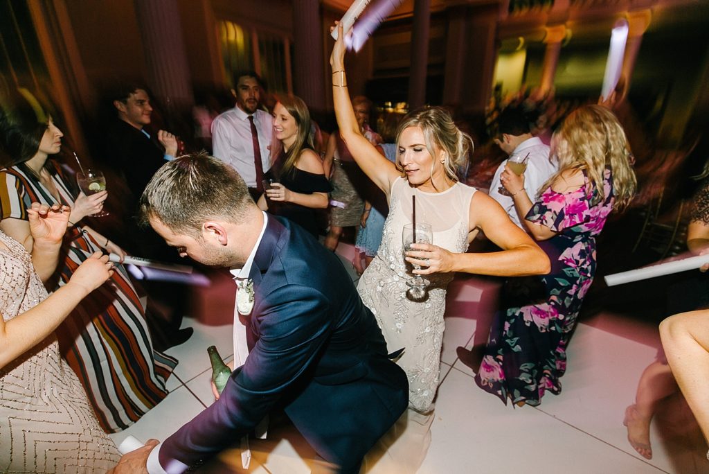 Guests dance the night away at wedding reception at The Minute Maid Park