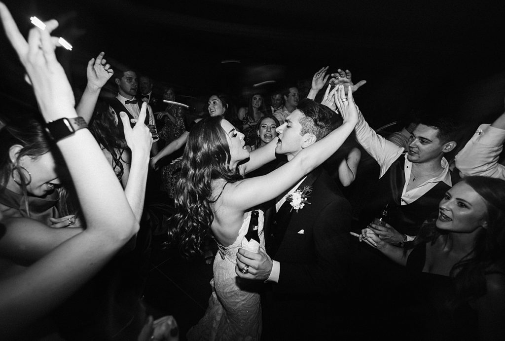 Couple dancing at their glamorous wedding reception at the Hotel ZaZa in Houston, Texas.