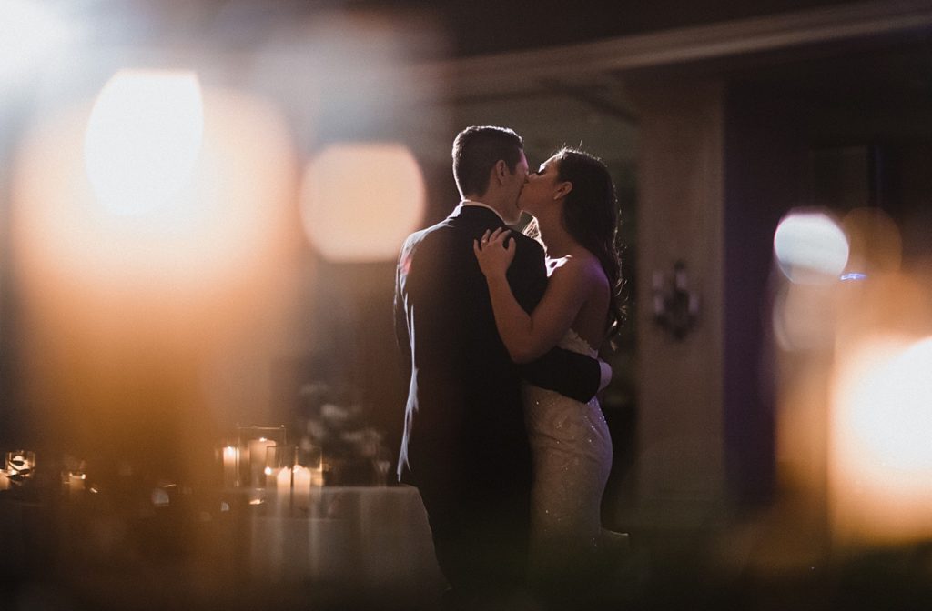 Couple during their first dance at their glamorous wedding reception at the Hotel ZaZa in Houston, Texas.
